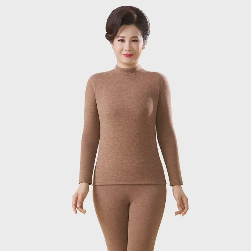 Niemiecki jesienny garnitur z kaszmiru: Damski sweter i spodnie z bawełny termicznej dla osób starszych