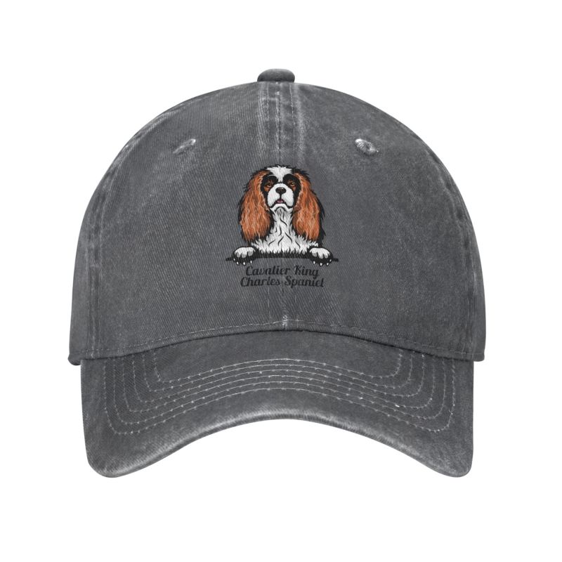 Personalized Cotton Peeking Dog Cavalier King Charles Spaniel Baseball Cap for Unisex Women Adjustable Dad Hat Sports