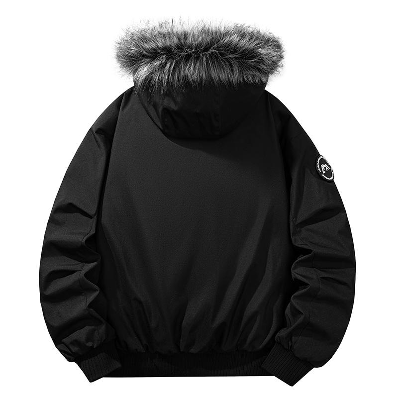 Men's Plus Size Winter Workwear Jacket with Fur Collar and Thick Velvet Lining