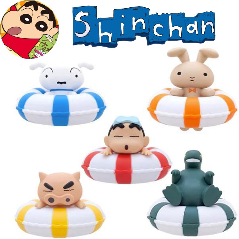 Shinchan 5pcs Crayon Swimming Ring Figure Toys Rabbit Dinosaur Models Ornament