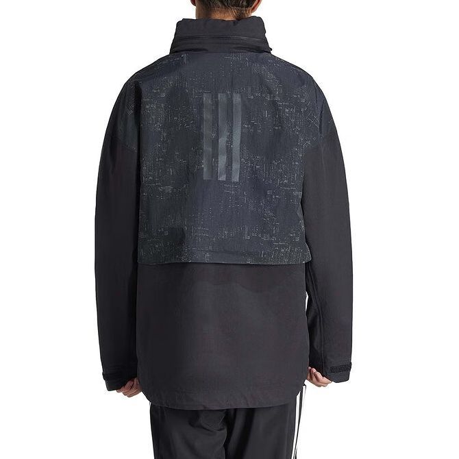 adidas Color Block Sports Casual Woven Hooded Long Sleeve Jacket Men Jacket Black IP5568