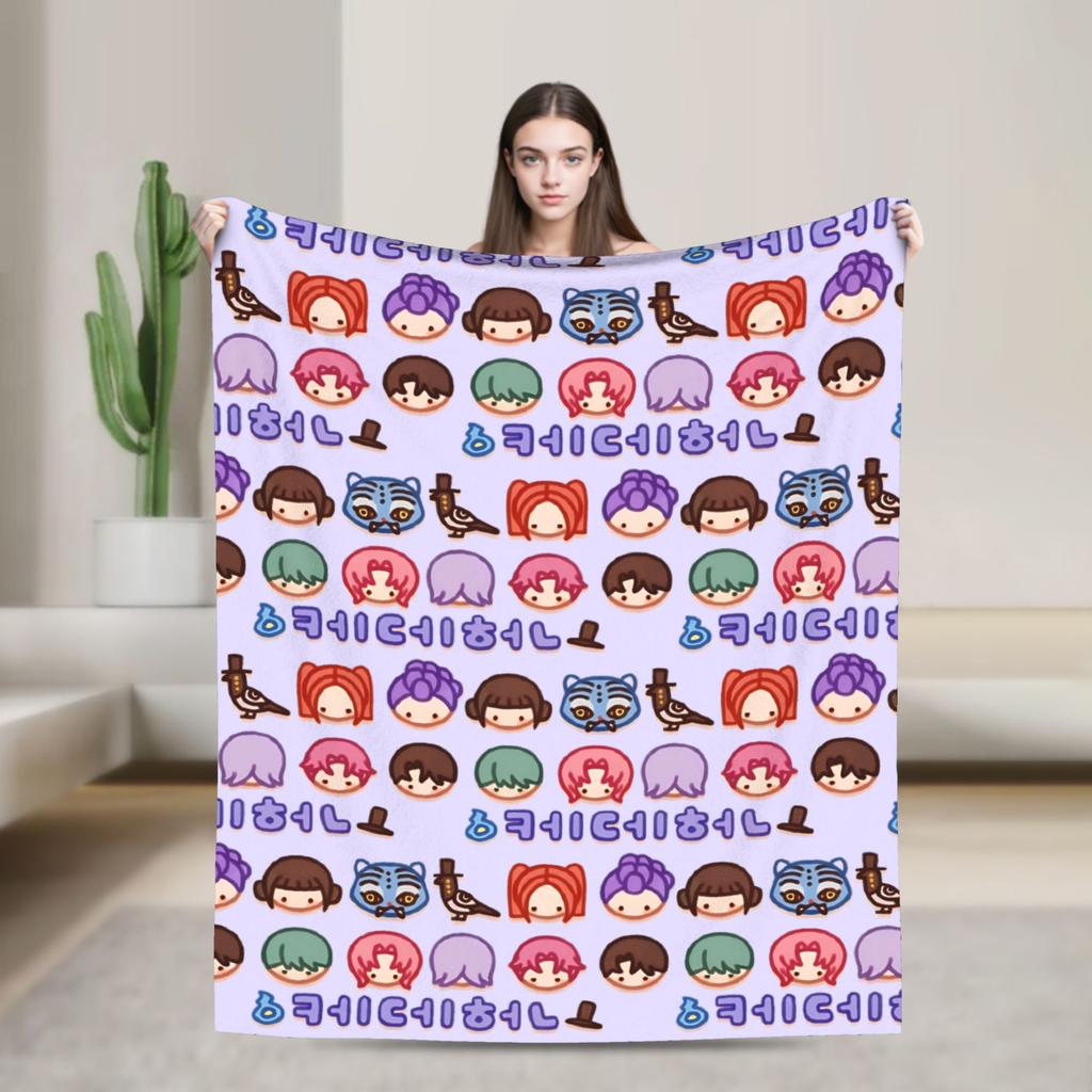 Huntrix Saja Boys KPop Demon Hunters Blanket  Plush Vintage Warm Throw Blanket for Home Autumn/Winter