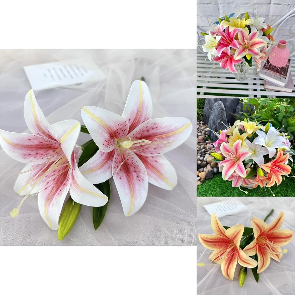 Elegant Lily Fake Flowers 3d Printed For Home Party And Event Decoration