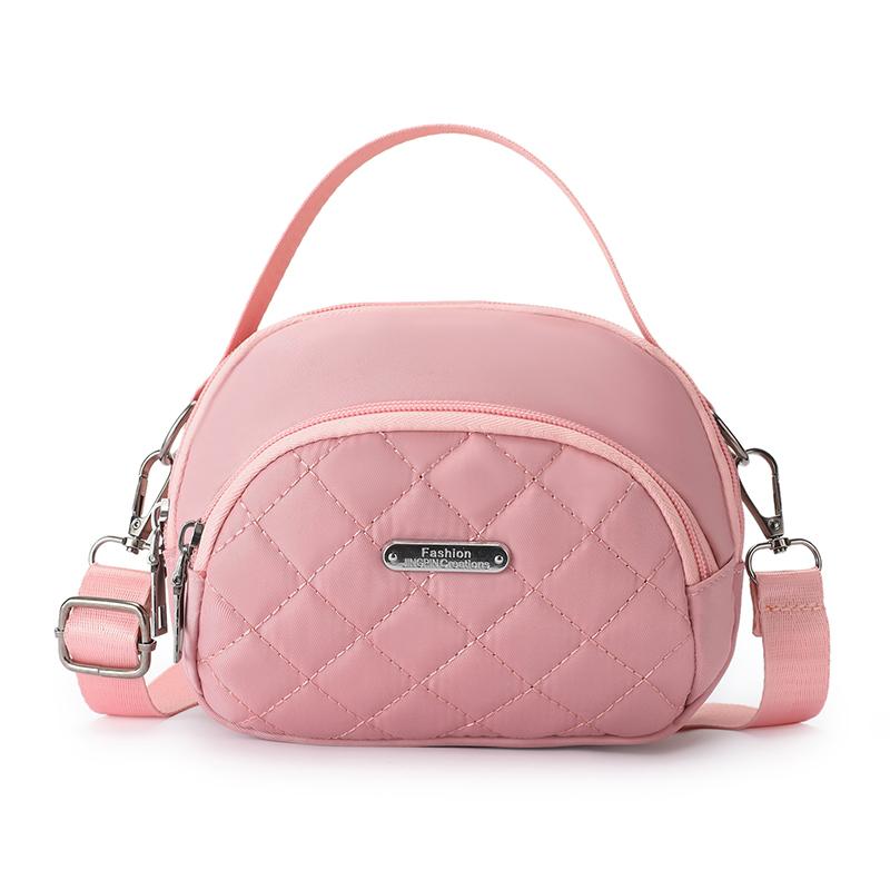 Mini Nylon Crossbody Phone Bag for Women Fashion Grid Pattern Small Shoulder Bag with Coin Purse Zero Wallet