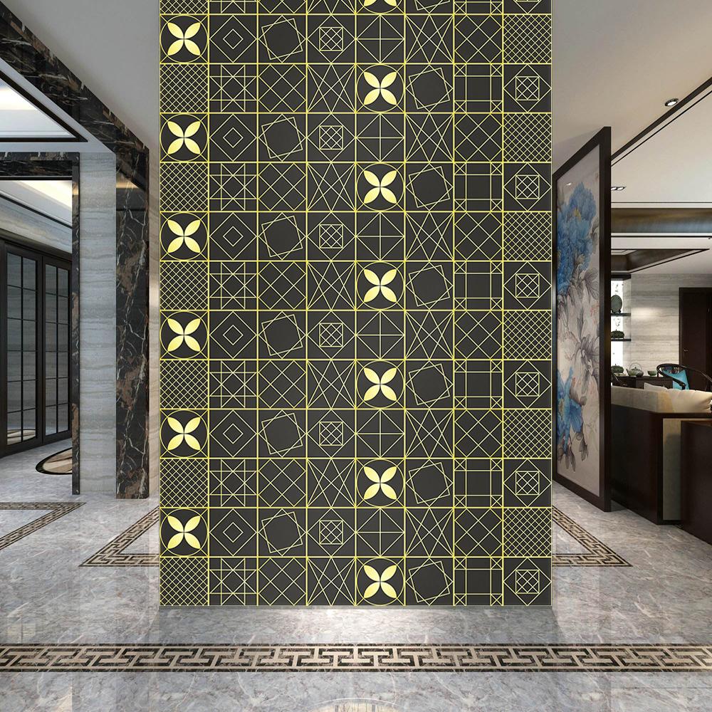 Black and Gold Marble Tiles Floor Sticker Kitchen Bathroom Wardrobe Home Decor Leather Texture Wear-resistan Wall Decals