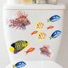 Playful Underwater Fish Toilet Seat Sticker Waterproof Self-Adhesive Removable Decal for Bathroom WC Decoration