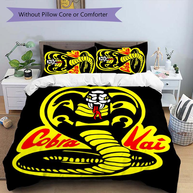 Cobra Kai 3pcs Bedding Set Duvet Cover Closure Includes 1 Duvet Cover & 2 Pillowcases for All Seasons Bedroom Home Dorm Decor