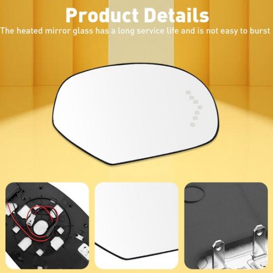 Right Passenger Glass Mirror Side Heated LED Signal Turn for Cadillac Chevy GMC