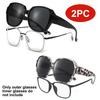 2 Pack Oversized Over Glasses Sunglasses for Women Men T01 Square Fit Over Sun Glasses UV400