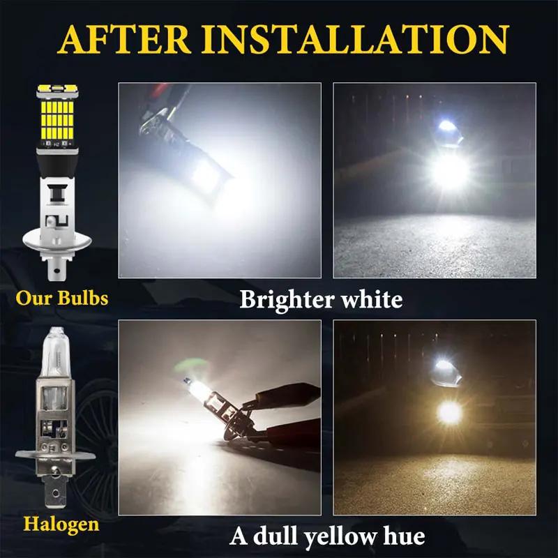 2PCS H1 H3 4014 45SMD LED Bulbs Fog Light Super Bright Driving DRL Auto Lamp 12v Universal White