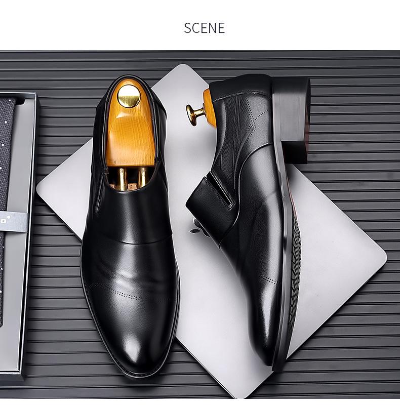 Men's Autumn Formal Leather Shoes - Top Layer Cowhide, Breathable, Wear-Resistant, Genuine Leather, Slip-On, Low-Top.