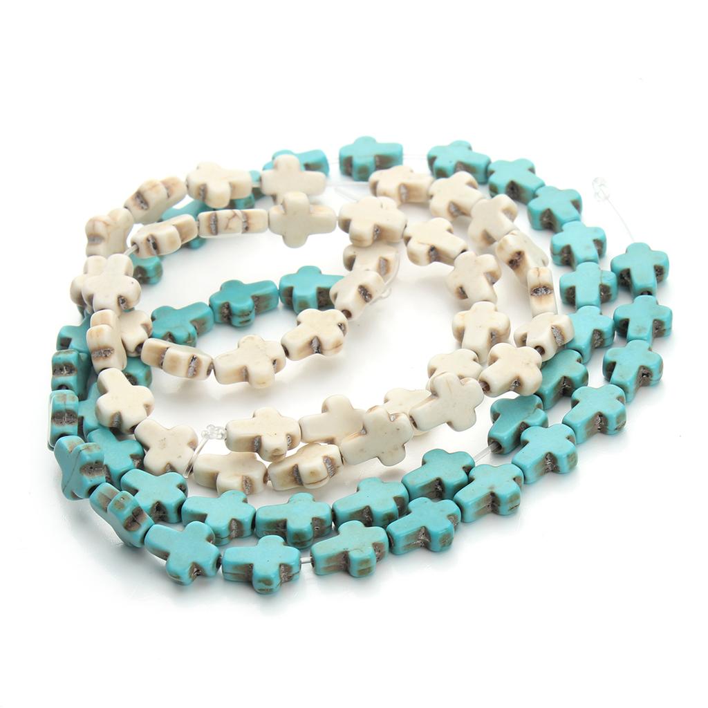 Natural Turquoise Stone Beads Colorful Cross Shape Loose Spacer Beads For Jewelry Making DIY Charm Bracelet Necklace Accessories