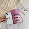 Personality cylinder bag summer new 2025 Mori girl fashion sequins Internet celebrity messenger laser small round bag pu