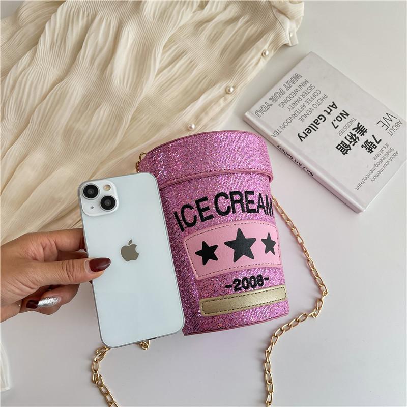 Personality Cylinder Bag Summer New 2025 Mori Girl Fashion Sequins Internet Celebrity Messenger Laser Small Round Bag Pu