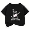 Short Sleeve Rock Star with Music Cat T Shirts Hip Hop Kids Children's T-shirt Boys Girls Summer Spring Casual Top Tee Shirt