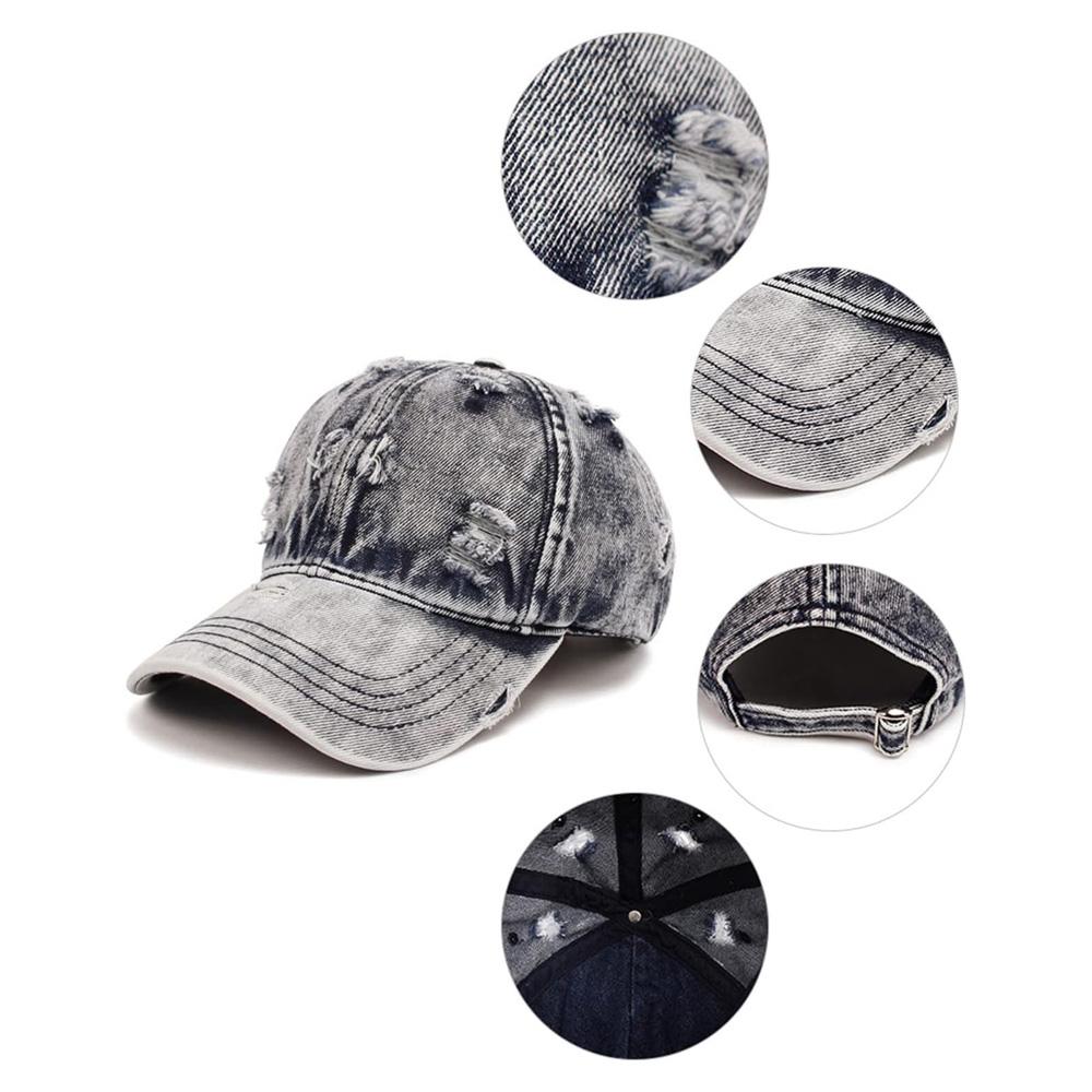 Summer Outdoor Sun Shade Washed Denim Hat For Men Snapback Trucker Hats High Quality Women Cap Worn Hole Baseball Caps