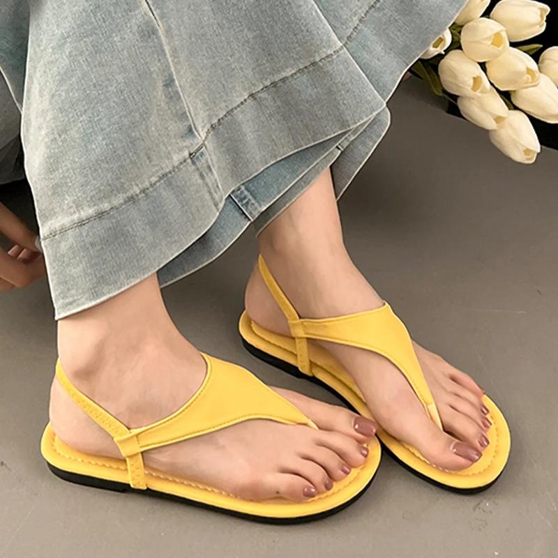 

Fashion Flats Women s Sandals Clip Toe Summer Designer Shoes Casual Woman Slippers 2025 Walking Flip Flips Cozy Beach Sandalias De Mujer 40 жёлтый