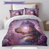 Doubleexposureanimals Pattern Bedding Quilt Set Quilt Cover Pillowcase Home Decoration Birthday Gift (1 * duvet cover + 2 * pillowcase, without core)