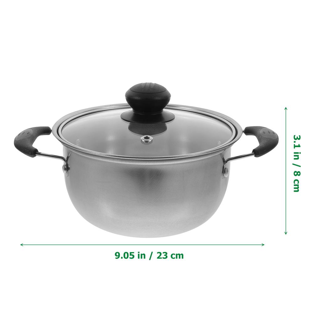 Double Ear Stainless Steel Kitchen Cookware Steamers Saucepan Glass Cover Stock Pot Soup Pan Household Cooking Pot