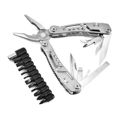 11in 1 Combination Foldable Multifunctional Pliers Portable Emergency Survival Camping Tool with 12 Screwdriver Head Mini Knife