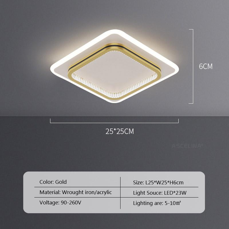 Modern LED Ceiling Lights For Home Entrance Indoor Lighting Fixtures with Crystal Lampshade Lights Round Square Luminaria