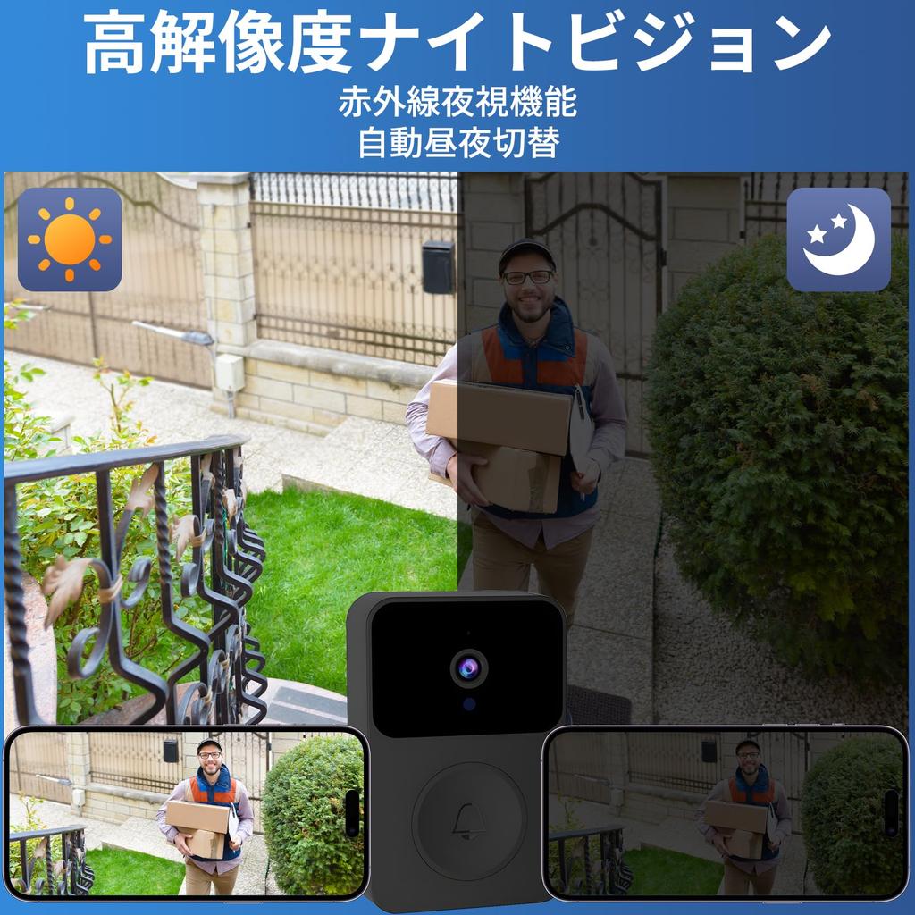 HUAJUN Smart Video Wireless Intercom with Smartphone Base Unit and Handset Infrared Night Indoor Sound Recording Japanese Instruction Manual Easy