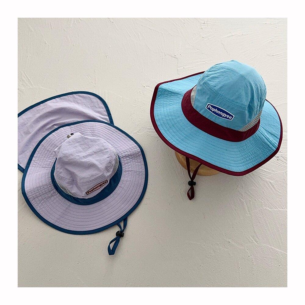 Kids Quick Dry Wide Brim Bucket Hat With Cape Summer UV Protection Block Parent Child Outdoor Camping Sun Hat