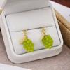 Silver Needle Beaded Green Grape Cluster Earrings - Mori Style