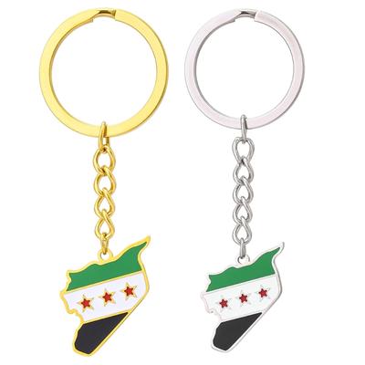 Porte-clés Drapeau Carte en Acier Inoxydable Bord Doré Porte-clés Culturel Unique
