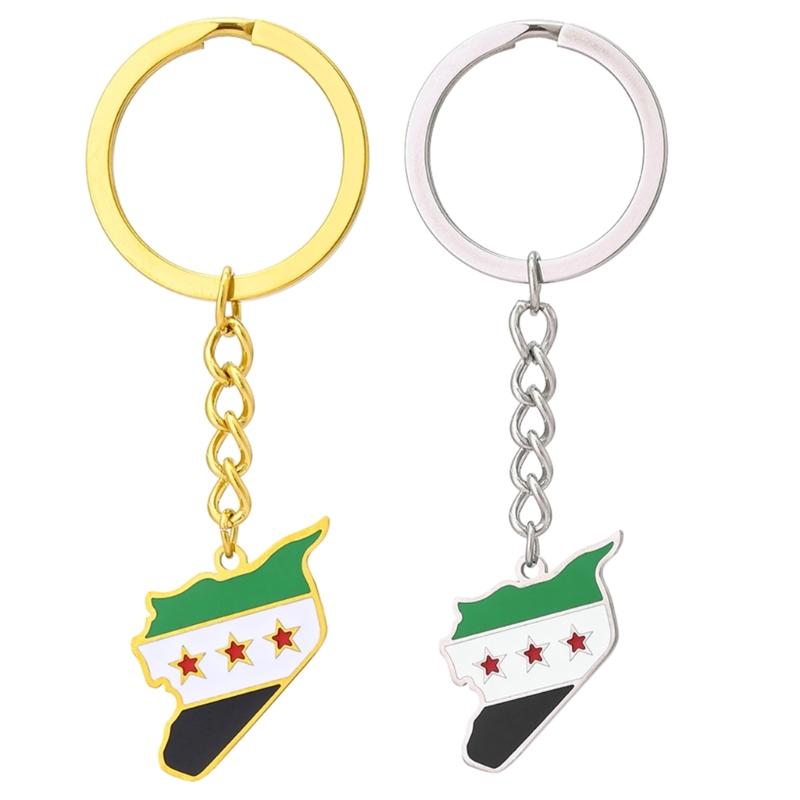 Edelstahl Kartenflagge Anhänger Schlüsselanhänger Goldrand Einzigartiger Kultureller Schlüsselanhänger