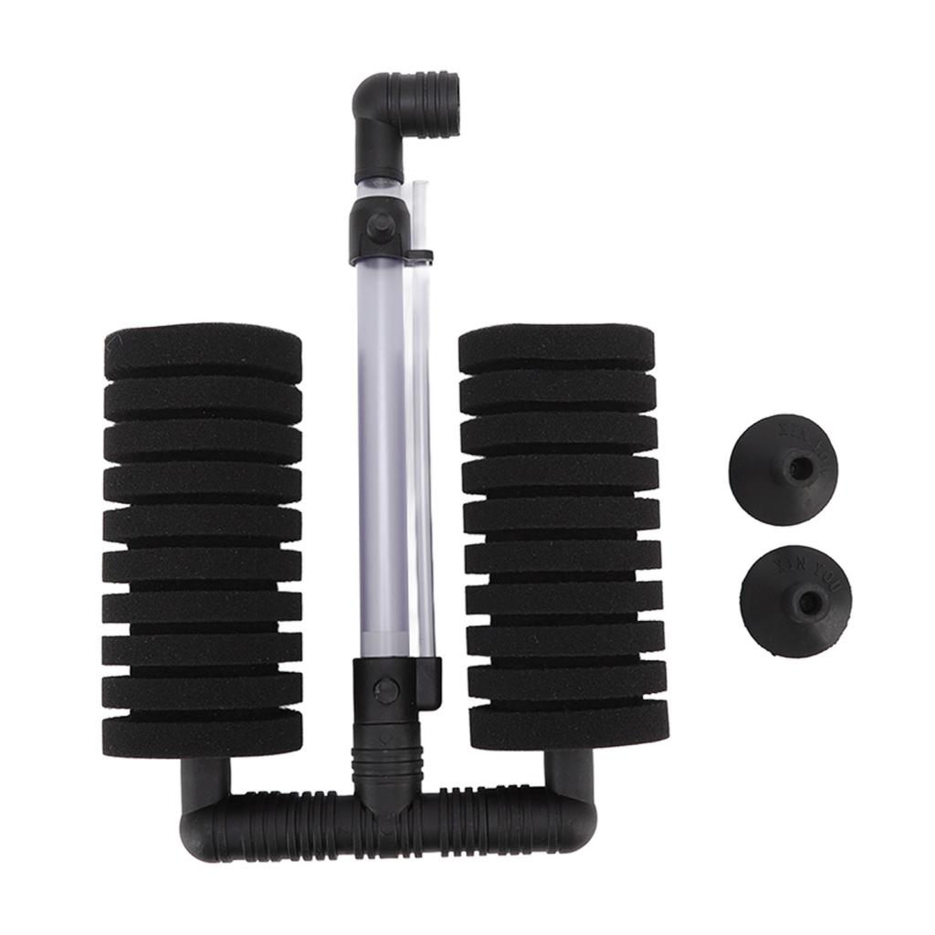 Aquarium Sponge Filter Quiet Double Submersible Foam Filter for   and   Fish  