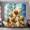 Funny Dog Shower Curtain Popular Cute Pet Oil Painting Art Creation Polyester Fabric Shower Curtains Bathroom Decor With Hooks