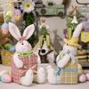 Easter Rabbit Miniatures Lovely Rabbit with Gift Miniatures for Kid Girl Home Room Office Cab Interior Accessory