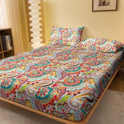 1 Böhmisch gemustertes mattiertes Bettlaken, Schlafzimmer-Druckbettüberwurf, Bettwäsche (Ohne Kissenbezüge)