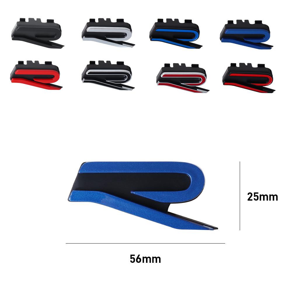 SVLHP1 Car Hood Front Grille Badge VW New R Logo Sticker Accessories For Volkswagen VW R Polo Passat Rline Golf 4 5 6 Tiguan Jetta GTI