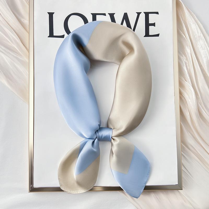 Blue Fashion Scarves For Women Shawl Solid Silk Satin Hijab Scarf Female 70*70Cm Luxury  Square Shawls Scarfs For Ladies