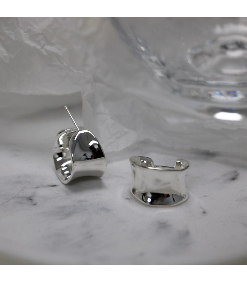 Gold-Plated Brass C-Shaped Minimalist Arc Earrings with 925 Silver Needles