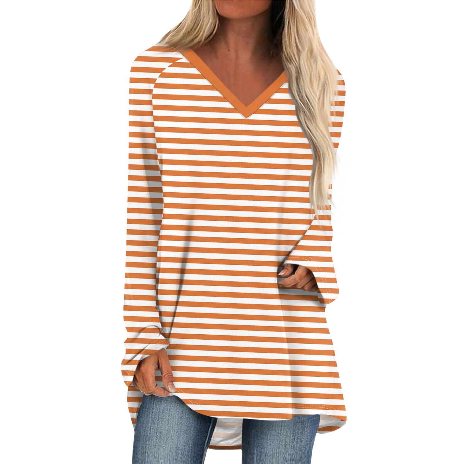 

Модный женский повседневный топ с длинным рукавом и V-образным вырезом с принтом XXXL оранжевый