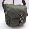 PRADA Tessuto Nylon Shoulder Messenger Bag Crossbody Khaki Dark Green Triangle Logo Plate