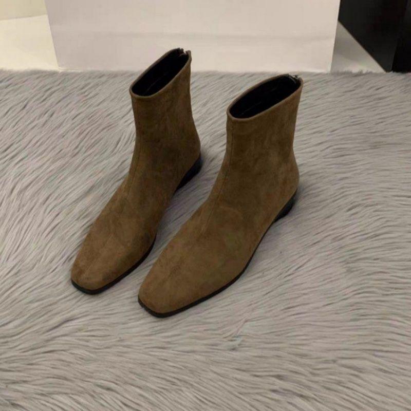 2025 Women's French Chunky Heel Ankle Boots - New Autumn/Winter Slimming Martin Stacked Boots