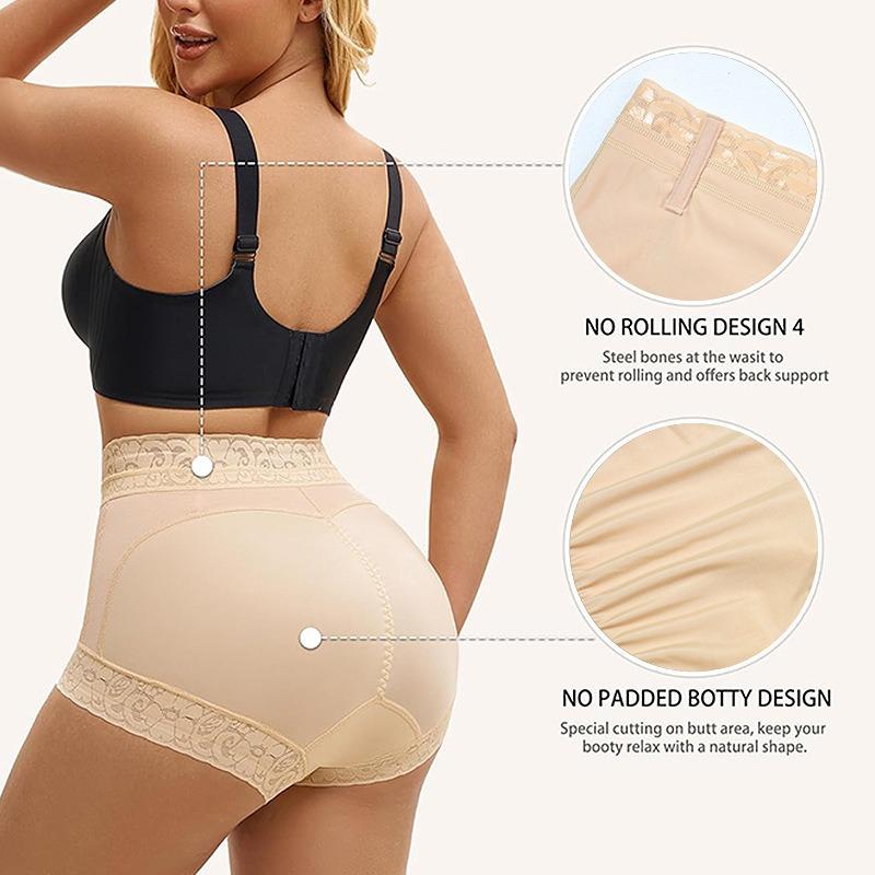 High Waist Lace Trim Tummy Control Shaping Panties Butt Lifter Compression Shapewear Underwear for Women