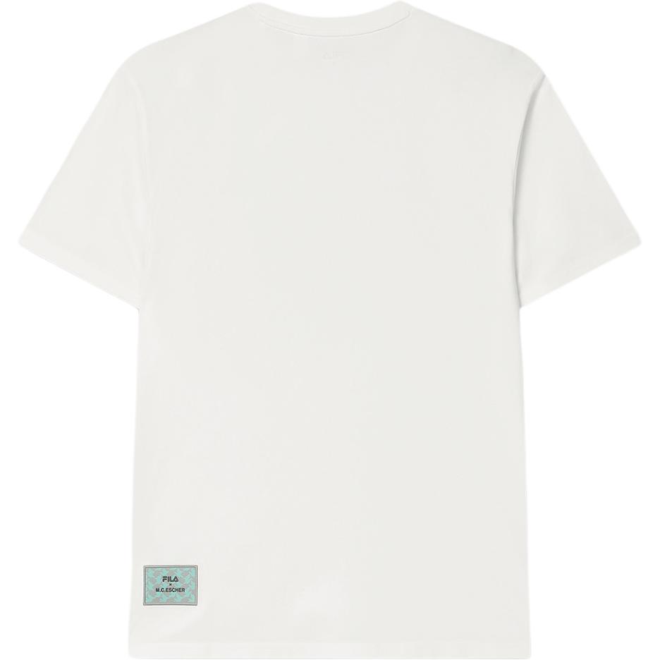 New FILA x M.C.ESCHER HERITAGE SS25 T Shirt Men's Cloud White Color F11M538130F-WT