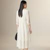 [Hierarchical Embroidery] 100% Mulberry Silk Spring/Summer V-neck Exquisite and Elegant Silk Dress for Women
