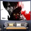 Resident Evil Leon Kennedy Tapestry, Video Game Wall Art Printed Poster, Gamer Room Decor Bedroom Wall Hanging