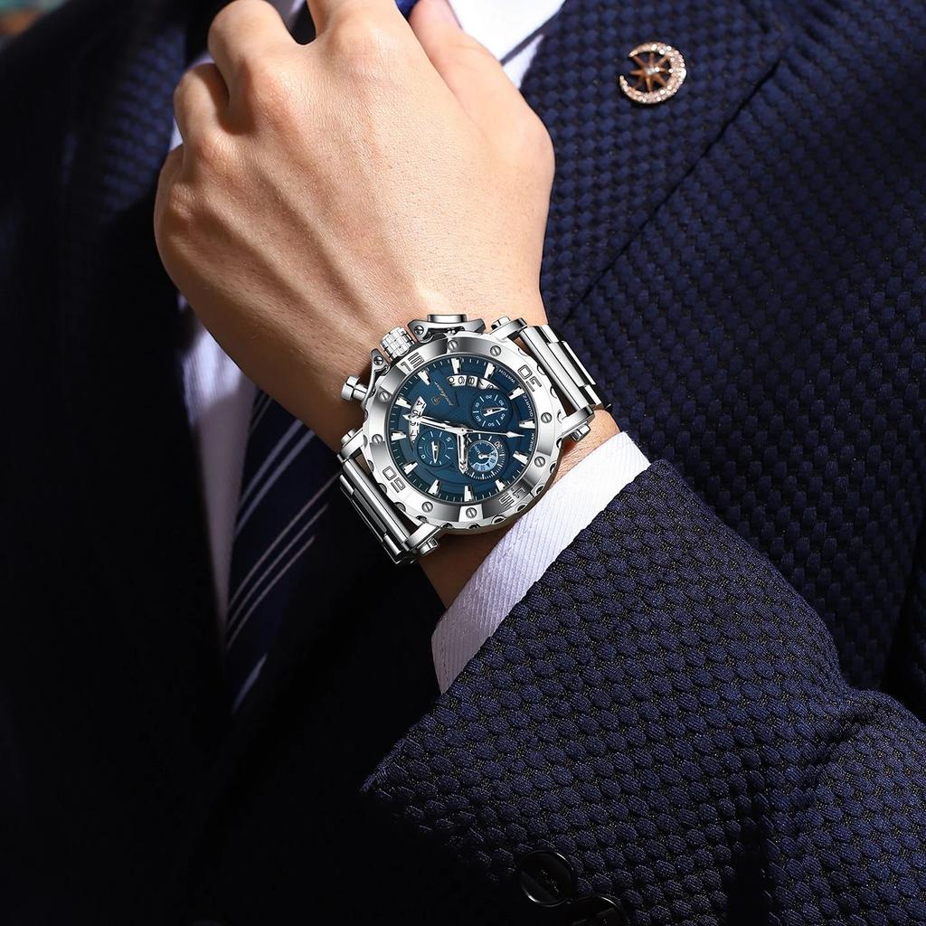 Stainless Steel Watch for Men with Large Dial Quartz Men Watches Fashionable Luxury Business Watches for Men Watches
