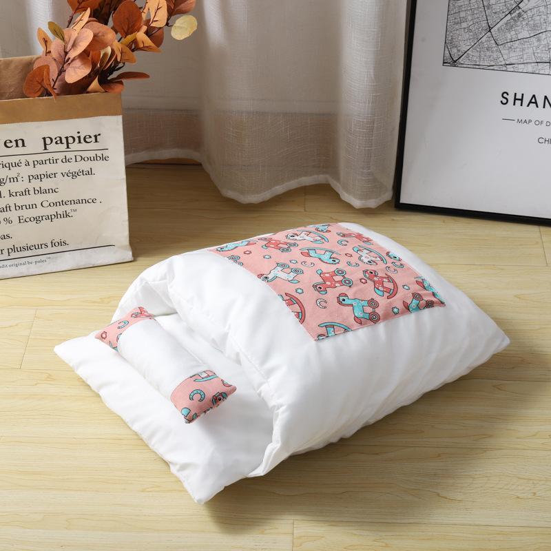 

Cat and dog sleeping bag detachable washable semi-sealed cat bed warm pet bed bed universal all-weather wrap-around bedding M-3kg рожевий