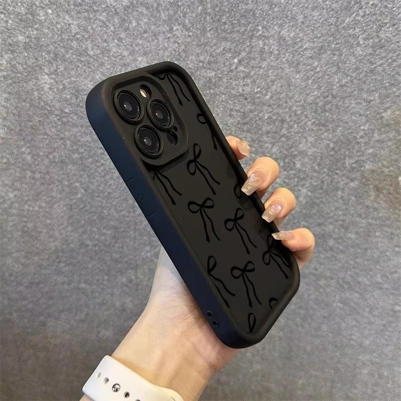 Cute Black Bow Pattern Phone Case For Xiaomi Redmi Note 14 Pro 4G 15 13 12 11 Pro Plus Redmi Note 13 pro 5G Soft Silicone Cover