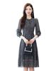 Chiffon Floral Print High Long Round Slimming Elegant [Seira] Dress, Dress, Waist, Women's, Spring/Autumn, Knee-Length, Three-Quarter Sleeves,