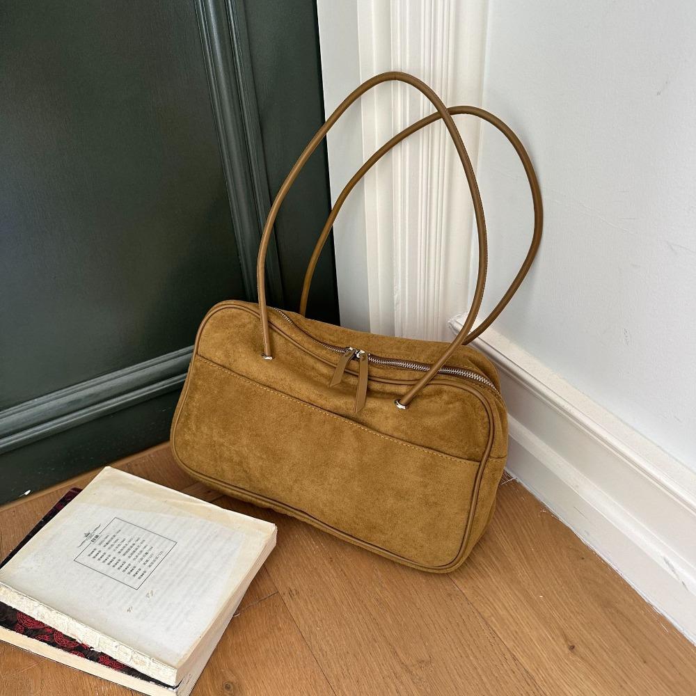 

Portable Retro Elegant Shoulder Bag Large Capacity Pu Leather Pillow Handbag Versatile Traveling Tote Bag Underarm Carry коричневий