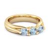 Blue Topaz Three Stone Ring - 925 Sterling Silver Gold Vermeil